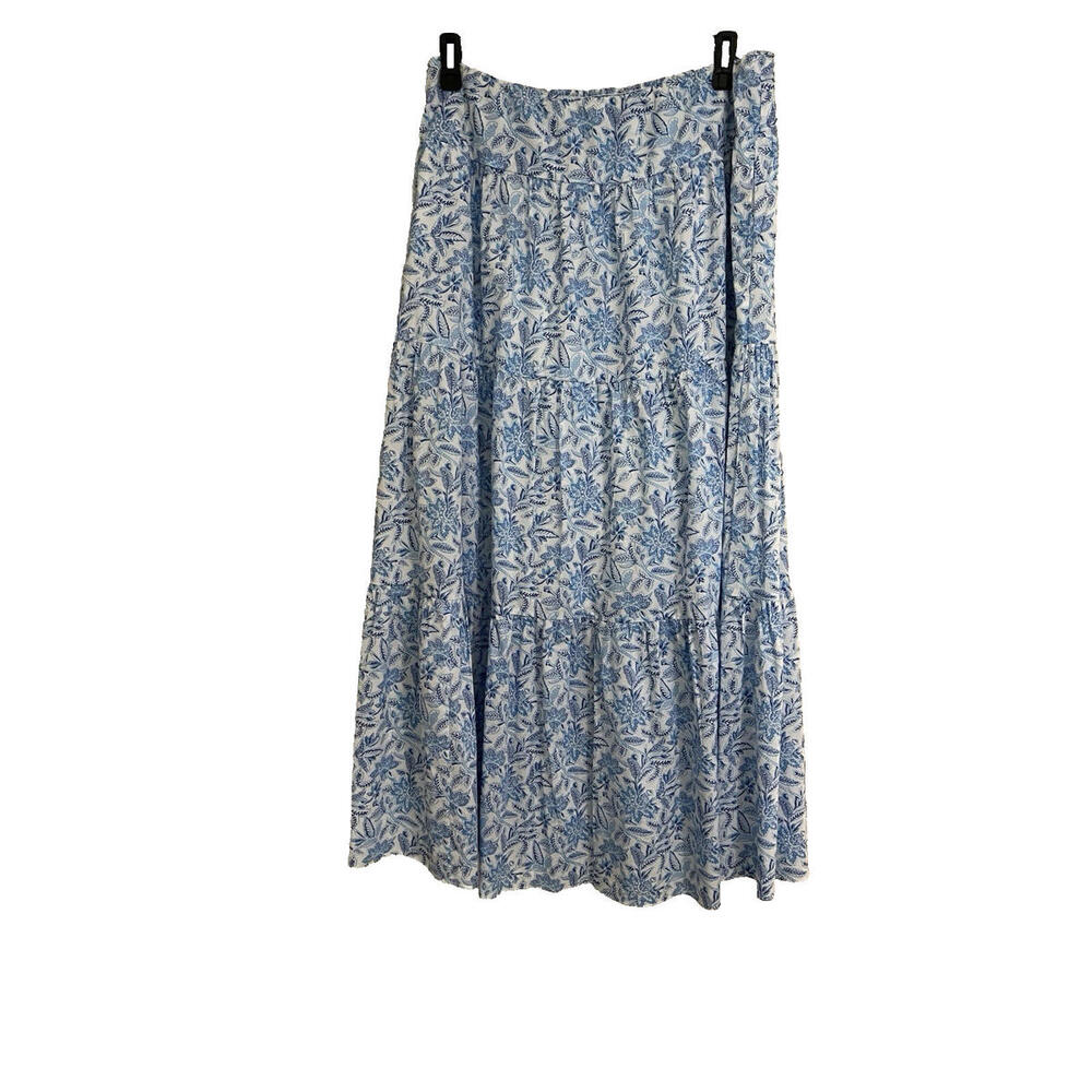 J.McLaughlin Ophelia Cotton  Floral Print Tiered Ruffle Maxi Skirt XL NEW $188